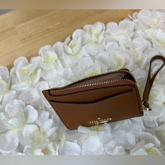 kate spade Brown Pebbled Leather Wristlet Card Holder NEW - Picture 10 of 10